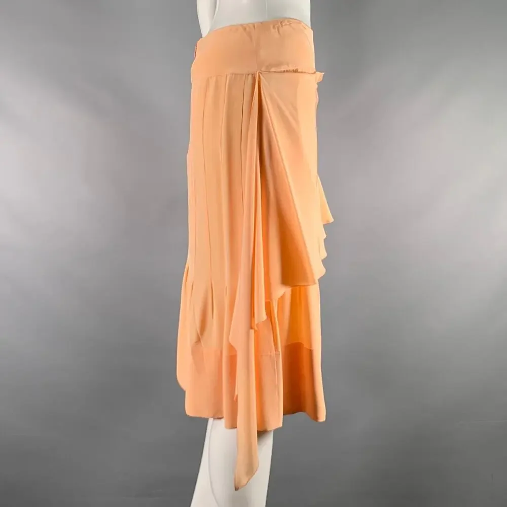 CHANEL Size 4 Orange Sorbet Silk Layered Skirt